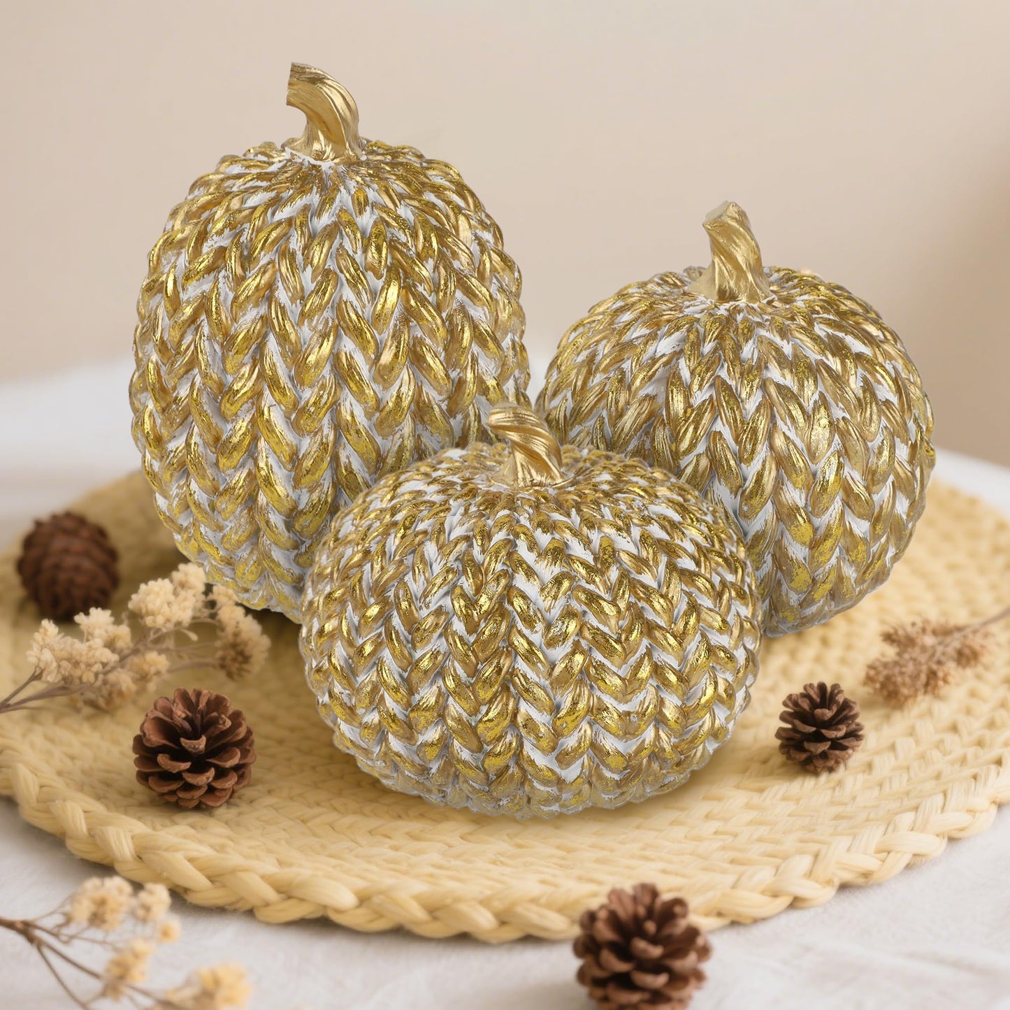 Fall Decorations for Home-6Pcs Mini Pumpkins & 2Pcs Gourds, 30Pcs Autumn Leaves & 10Pcs Acorns, 2Pcs Pinecones Centerpiece Set -Thanksgiving Harvest Decor for Table, Mantel, Party Backdrop