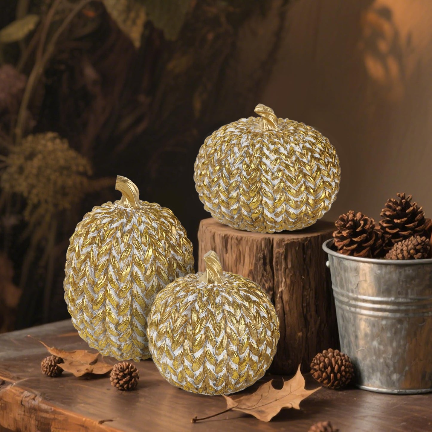 Fall Decorations for Home-6Pcs Mini Pumpkins & 2Pcs Gourds, 30Pcs Autumn Leaves & 10Pcs Acorns, 2Pcs Pinecones Centerpiece Set -Thanksgiving Harvest Decor for Table, Mantel, Party Backdrop
