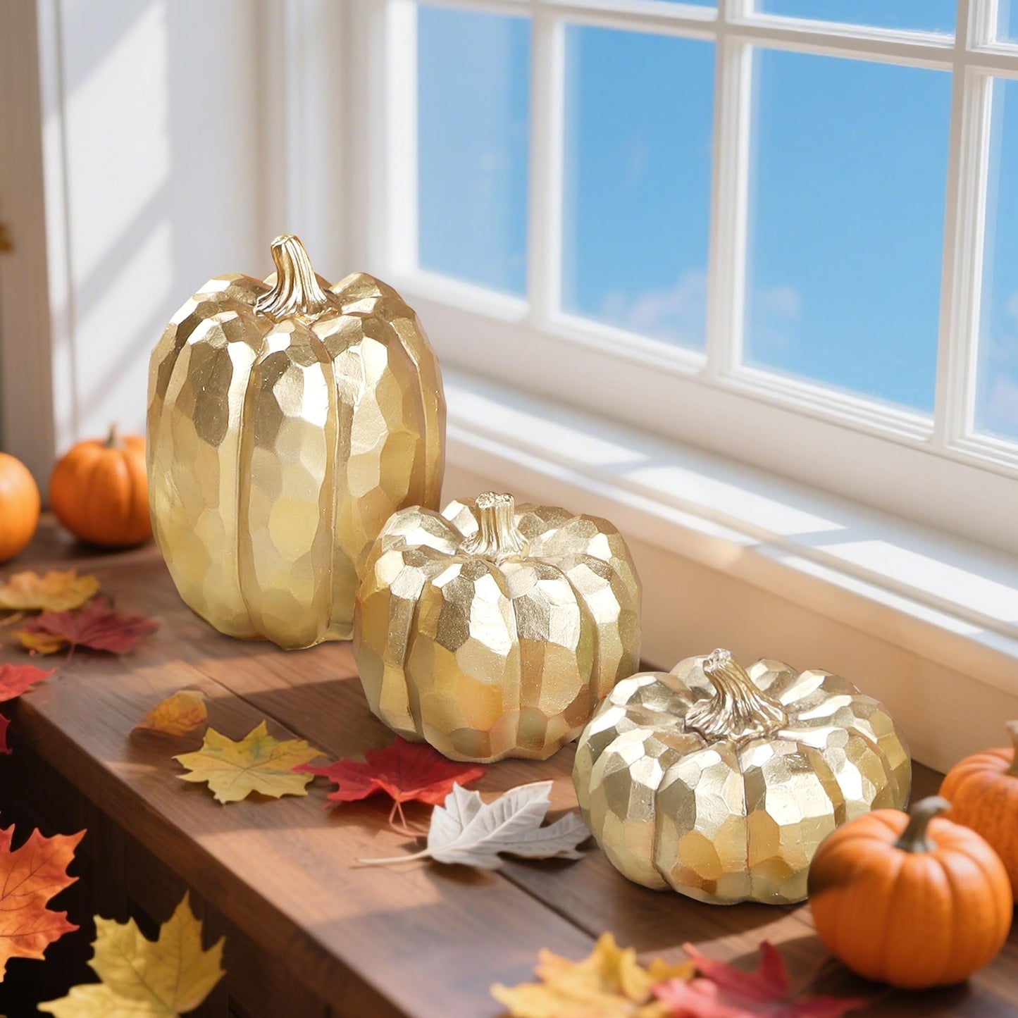 Fall Decorations for Home-6Pcs Mini Pumpkins & 2Pcs Gourds, 30Pcs Autumn Leaves & 10Pcs Acorns, 2Pcs Pinecones Centerpiece Set -Thanksgiving Harvest Decor for Table, Mantel, Party Backdrop