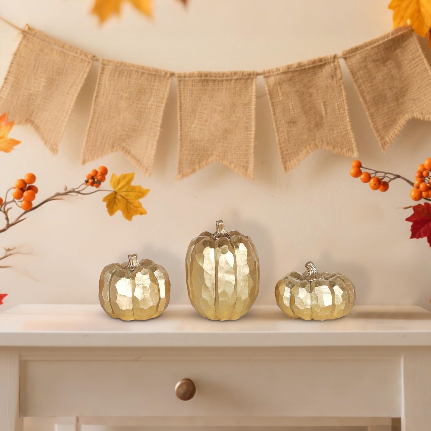 Fall Decorations for Home-6Pcs Mini Pumpkins & 2Pcs Gourds, 30Pcs Autumn Leaves & 10Pcs Acorns, 2Pcs Pinecones Centerpiece Set -Thanksgiving Harvest Decor for Table, Mantel, Party Backdrop
