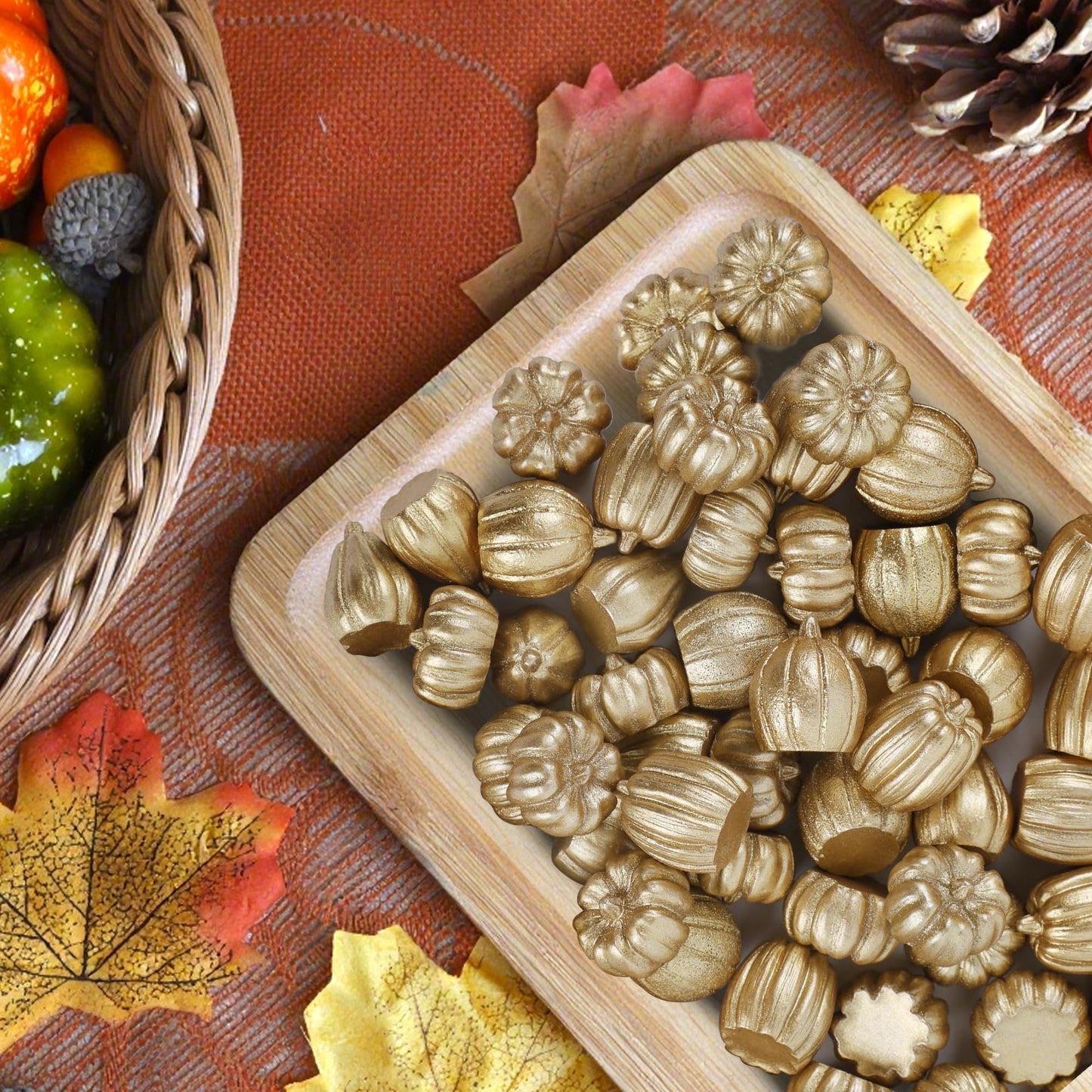 Fall Decorations for Home-6Pcs Mini Pumpkins & 2Pcs Gourds, 30Pcs Autumn Leaves & 10Pcs Acorns, 2Pcs Pinecones Centerpiece Set -Thanksgiving Harvest Decor for Table, Mantel, Party Backdrop