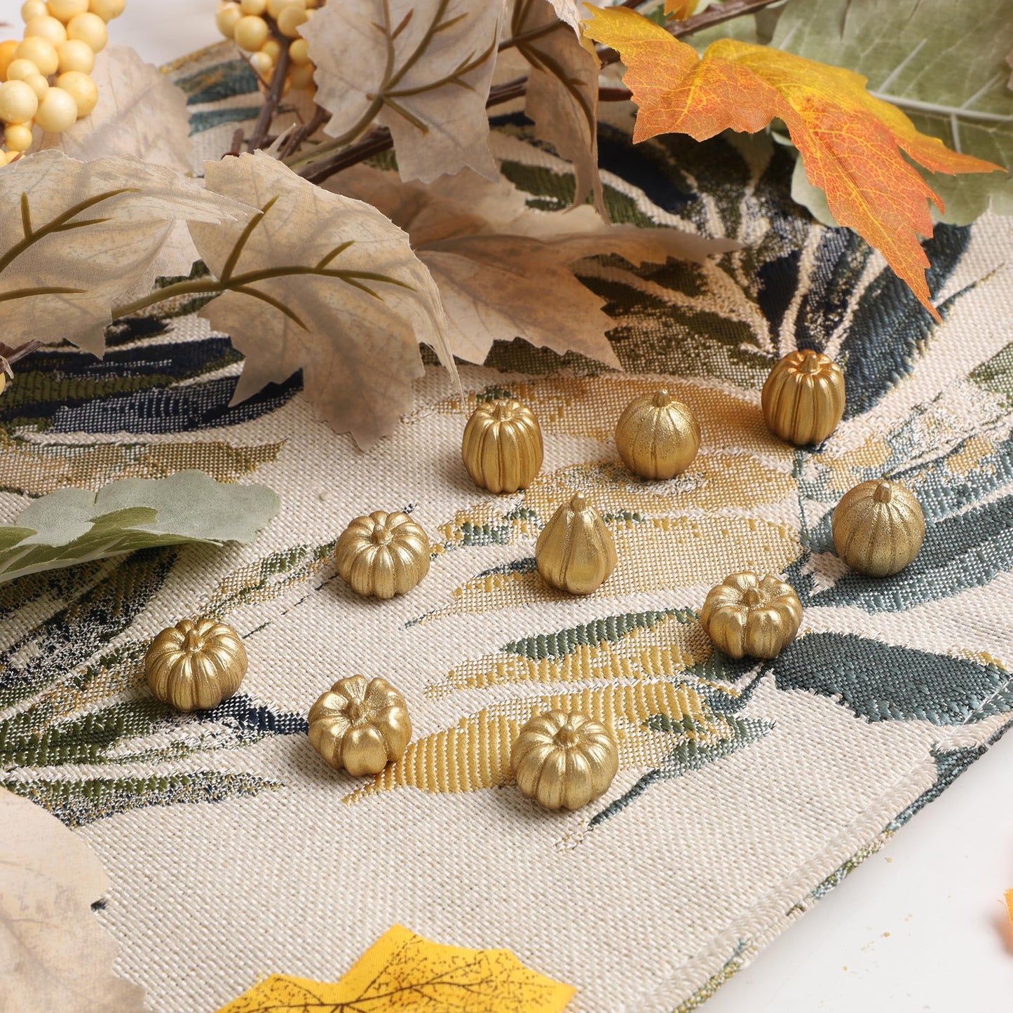 Fall Decorations for Home-6Pcs Mini Pumpkins & 2Pcs Gourds, 30Pcs Autumn Leaves & 10Pcs Acorns, 2Pcs Pinecones Centerpiece Set -Thanksgiving Harvest Decor for Table, Mantel, Party Backdrop