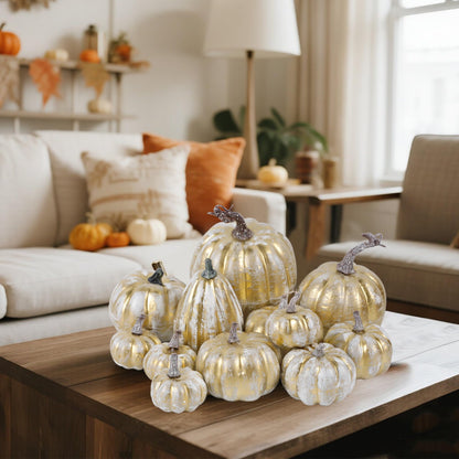 Fall Decorations for Home-6Pcs Mini Pumpkins & 2Pcs Gourds, 30Pcs Autumn Leaves & 10Pcs Acorns, 2Pcs Pinecones Centerpiece Set -Thanksgiving Harvest Decor for Table, Mantel, Party Backdrop
