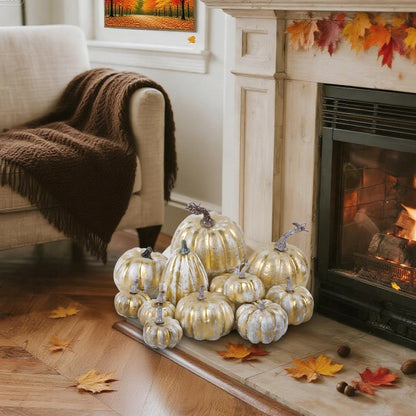 Fall Decorations for Home-6Pcs Mini Pumpkins & 2Pcs Gourds, 30Pcs Autumn Leaves & 10Pcs Acorns, 2Pcs Pinecones Centerpiece Set -Thanksgiving Harvest Decor for Table, Mantel, Party Backdrop