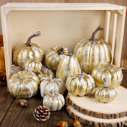 Fall Decorations for Home-6Pcs Mini Pumpkins & 2Pcs Gourds, 30Pcs Autumn Leaves & 10Pcs Acorns, 2Pcs Pinecones Centerpiece Set -Thanksgiving Harvest Decor for Table, Mantel, Party Backdrop