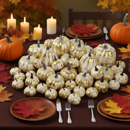 Fall Decorations for Home-6Pcs Mini Pumpkins & 2Pcs Gourds, 30Pcs Autumn Leaves & 10Pcs Acorns, 2Pcs Pinecones Centerpiece Set -Thanksgiving Harvest Decor for Table, Mantel, Party Backdrop