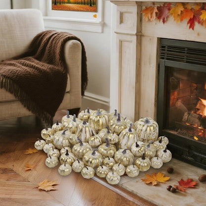 Fall Decorations for Home-6Pcs Mini Pumpkins & 2Pcs Gourds, 30Pcs Autumn Leaves & 10Pcs Acorns, 2Pcs Pinecones Centerpiece Set -Thanksgiving Harvest Decor for Table, Mantel, Party Backdrop