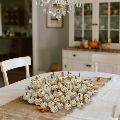 Fall Decorations for Home-6Pcs Mini Pumpkins & 2Pcs Gourds, 30Pcs Autumn Leaves & 10Pcs Acorns, 2Pcs Pinecones Centerpiece Set -Thanksgiving Harvest Decor for Table, Mantel, Party Backdrop