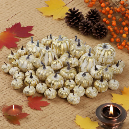 Fall Decorations for Home-6Pcs Mini Pumpkins & 2Pcs Gourds, 30Pcs Autumn Leaves & 10Pcs Acorns, 2Pcs Pinecones Centerpiece Set -Thanksgiving Harvest Decor for Table, Mantel, Party Backdrop
