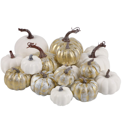 Fall Decorations for Home-6Pcs Mini Pumpkins & 2Pcs Gourds, 30Pcs Autumn Leaves & 10Pcs Acorns, 2Pcs Pinecones Centerpiece Set -Thanksgiving Harvest Decor for Table, Mantel, Party Backdrop