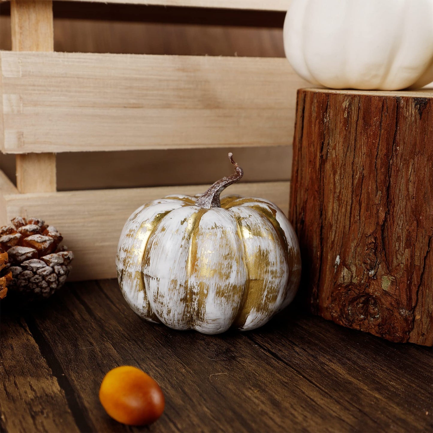 Fall Decorations for Home-6Pcs Mini Pumpkins & 2Pcs Gourds, 30Pcs Autumn Leaves & 10Pcs Acorns, 2Pcs Pinecones Centerpiece Set -Thanksgiving Harvest Decor for Table, Mantel, Party Backdrop