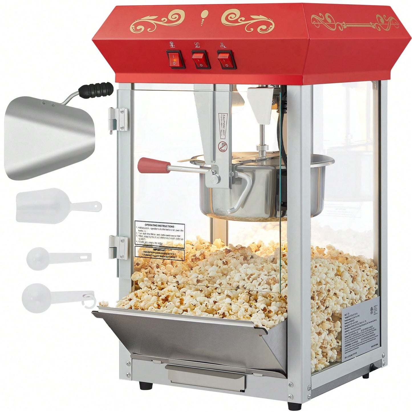🍿 Commercial Popcorn Machine – 8oz Kettle Theater Style Popcorn Maker (48 Cups Per Batch)