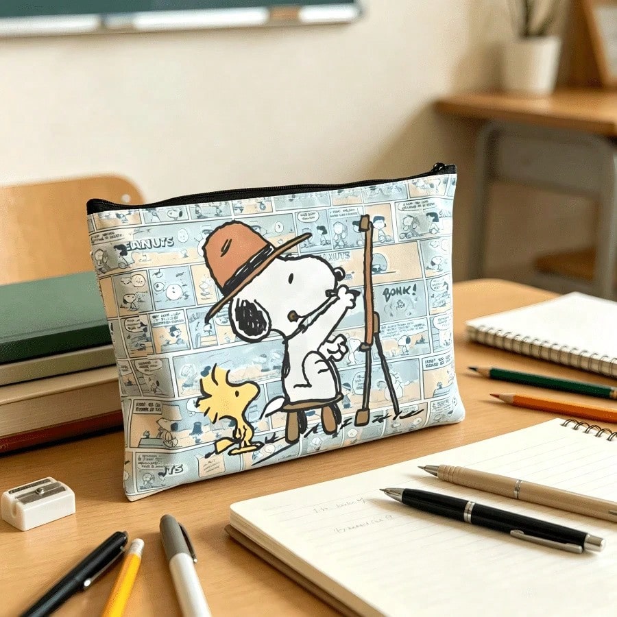 Peanut Snoopy Themed Zipper Pouch, Multi-Purpose Stationery & Cosmetics Storage Bag