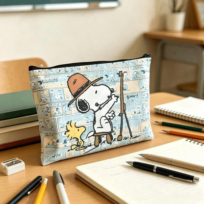 Peanut Snoopy Themed Zipper Pouch, Multi-Purpose Stationery & Cosmetics Storage Bag