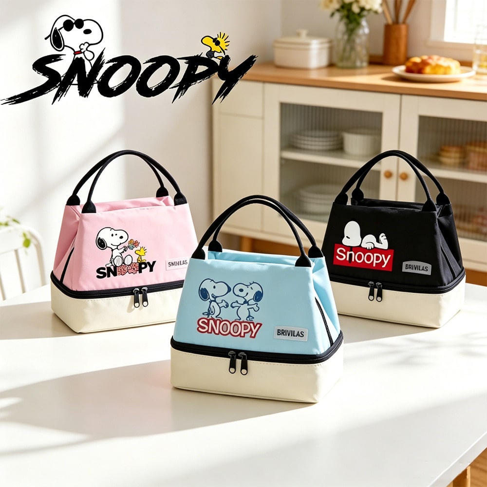 Snoopy Double-Layer Insulated Lunch Bag – Leak-Proof Large Capacity Lunch Tote with Handle