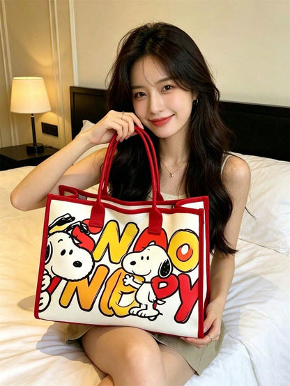 Peanuts Snoopy Canvas Crossbody Tote Bag – Adjustable Shoulder Handbag for Everyday Use