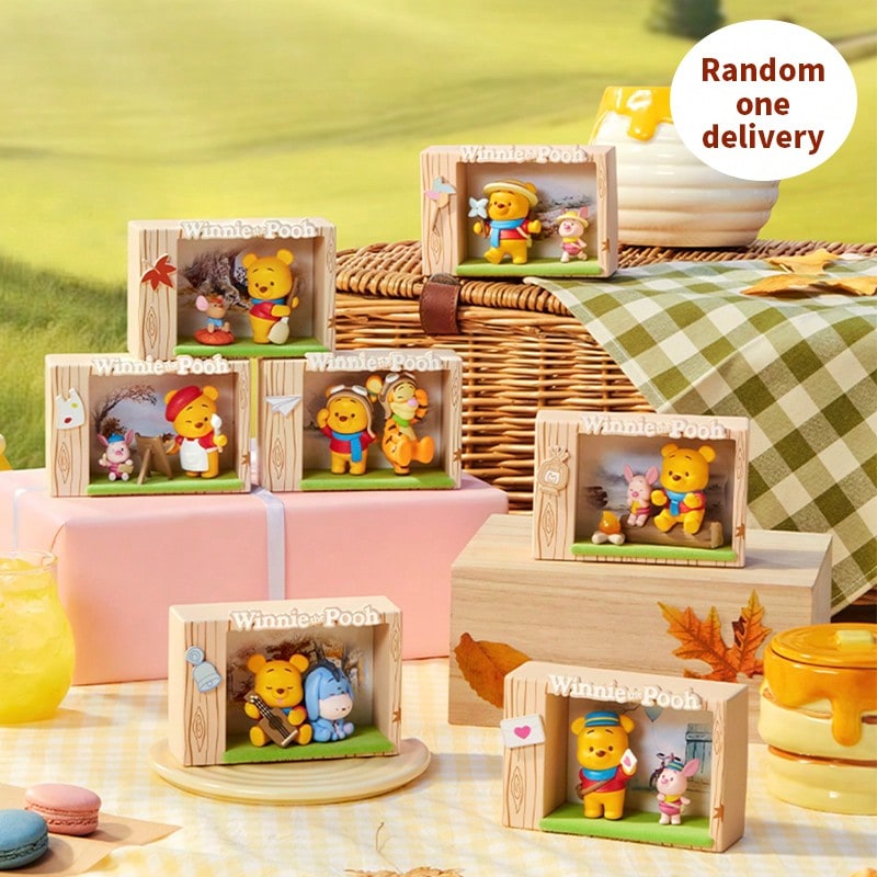 🍂 MINISO Disney Winnie the Pooh Autumn Outing Series Blind Box – Landscape Resin Collectible (1 Random Box)