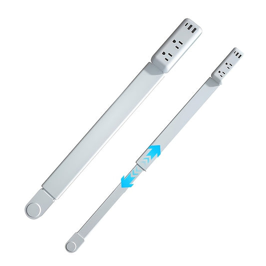 🔌 Retractable Socket Extender – USB-A, USB-C & Dual AC Power Outlet with 180° Rotation