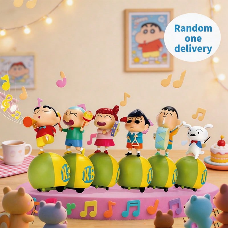 🌟 MINISO Crayon Shin-chan Swing Band Series Blind Box – Kasukabe Defense Force Collectible (1 Random Box)