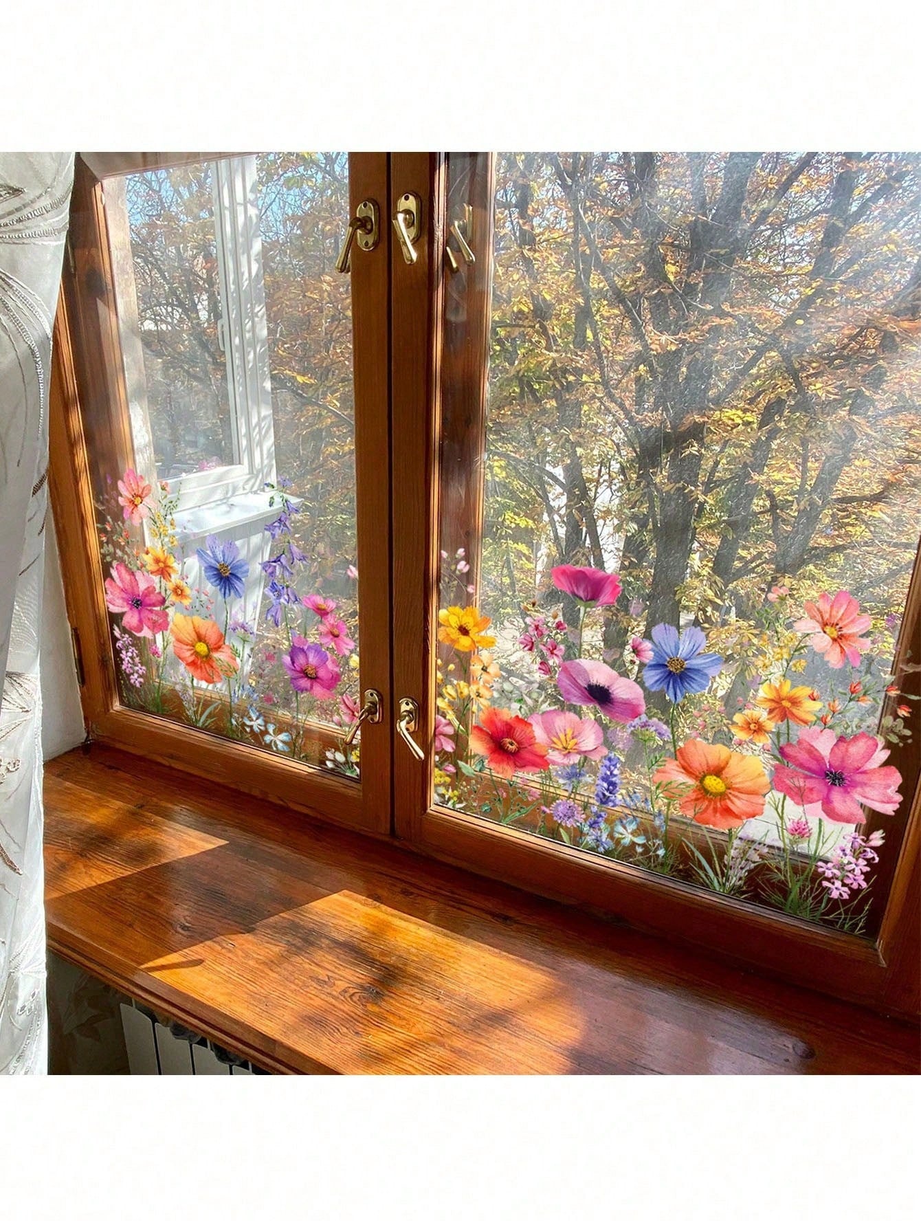 🌸 Garden Flower Window Film Sticker – Semi-Matte Removable PVC Glass Decor