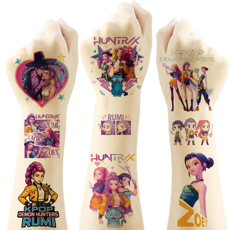 🎀 20PCS Cute Anime Temporary Tattoo Stickers – Waterproof Rumi Cartoon Body Art Set