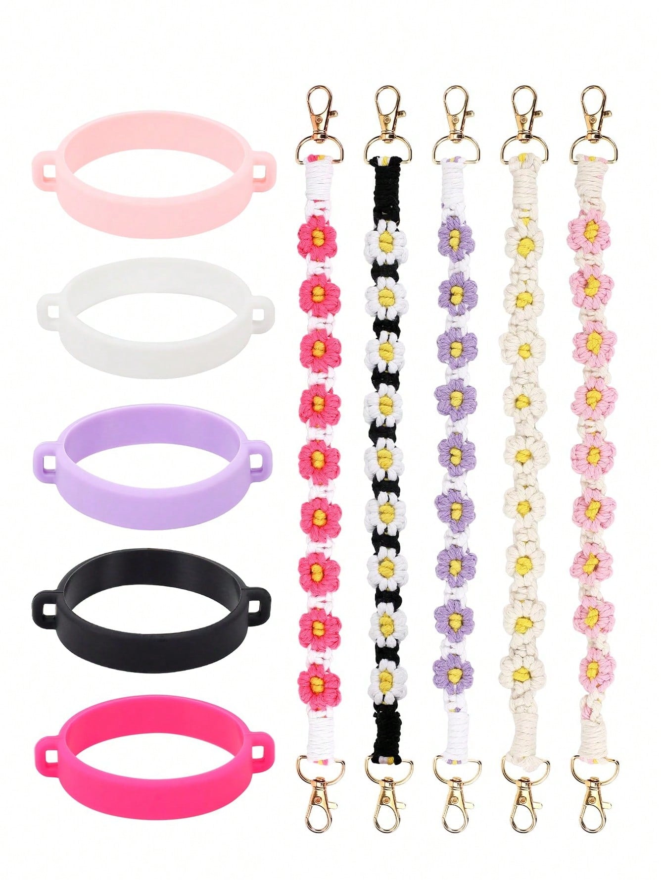 🎀 Beaded Water Bottle Charm Strap – Bow Lanyard Accessory for 20–40oz Tumblers (Flower Handle)