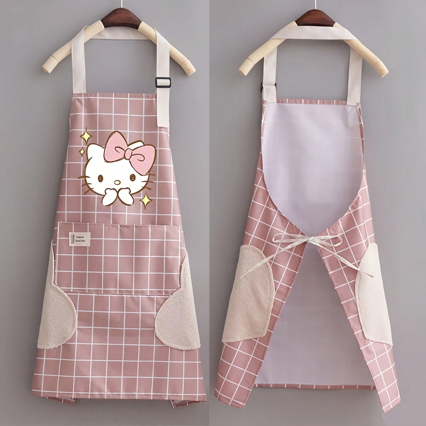 🎀 Hello Kitty Waterproof Apron – Adjustable Kitchen & Craft Apron with Pockets