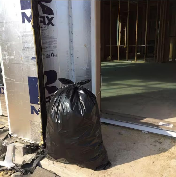 Contractor Clean-Up Bags, Heavy Duty 3 Mil, 42 Gallon, Black, True Tie Flaps, 50 Count