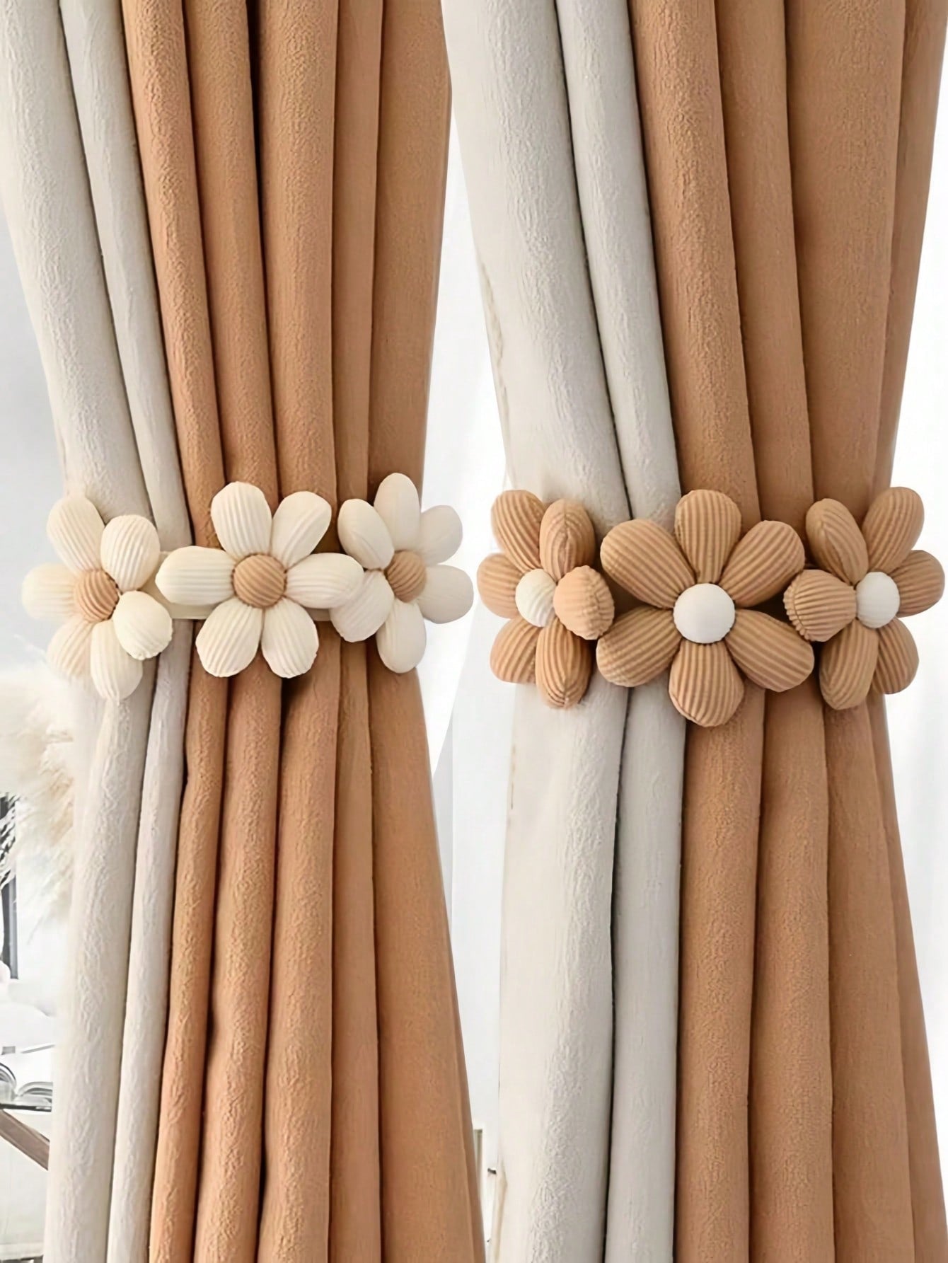 🌼 45cm Floral Curtain Tieback – Decorative Curtain Holdback Rope for Home Décor (1 Piece, White)