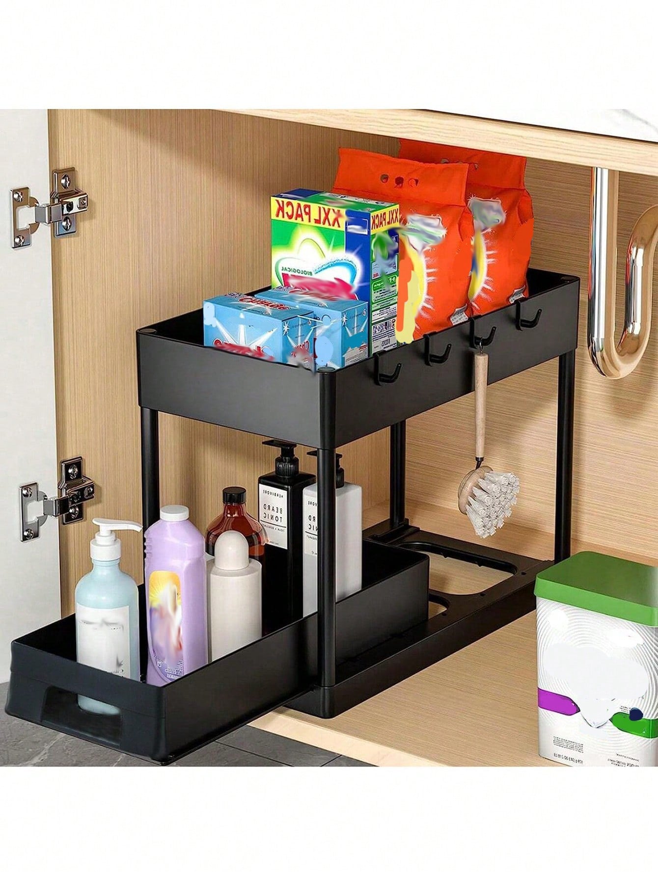 2-Tier Under-Sink Pull-Out Storage Organizer Rack – Cabinet & Under-Sink Shelf