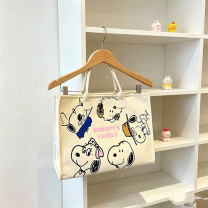 Snoopy Casual Large Capacity Canvas Shoulder Tote Bag, Suitable For Students And Commuting