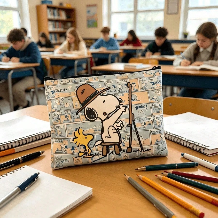 Peanut Snoopy Themed Zipper Pouch, Multi-Purpose Stationery & Cosmetics Storage Bag