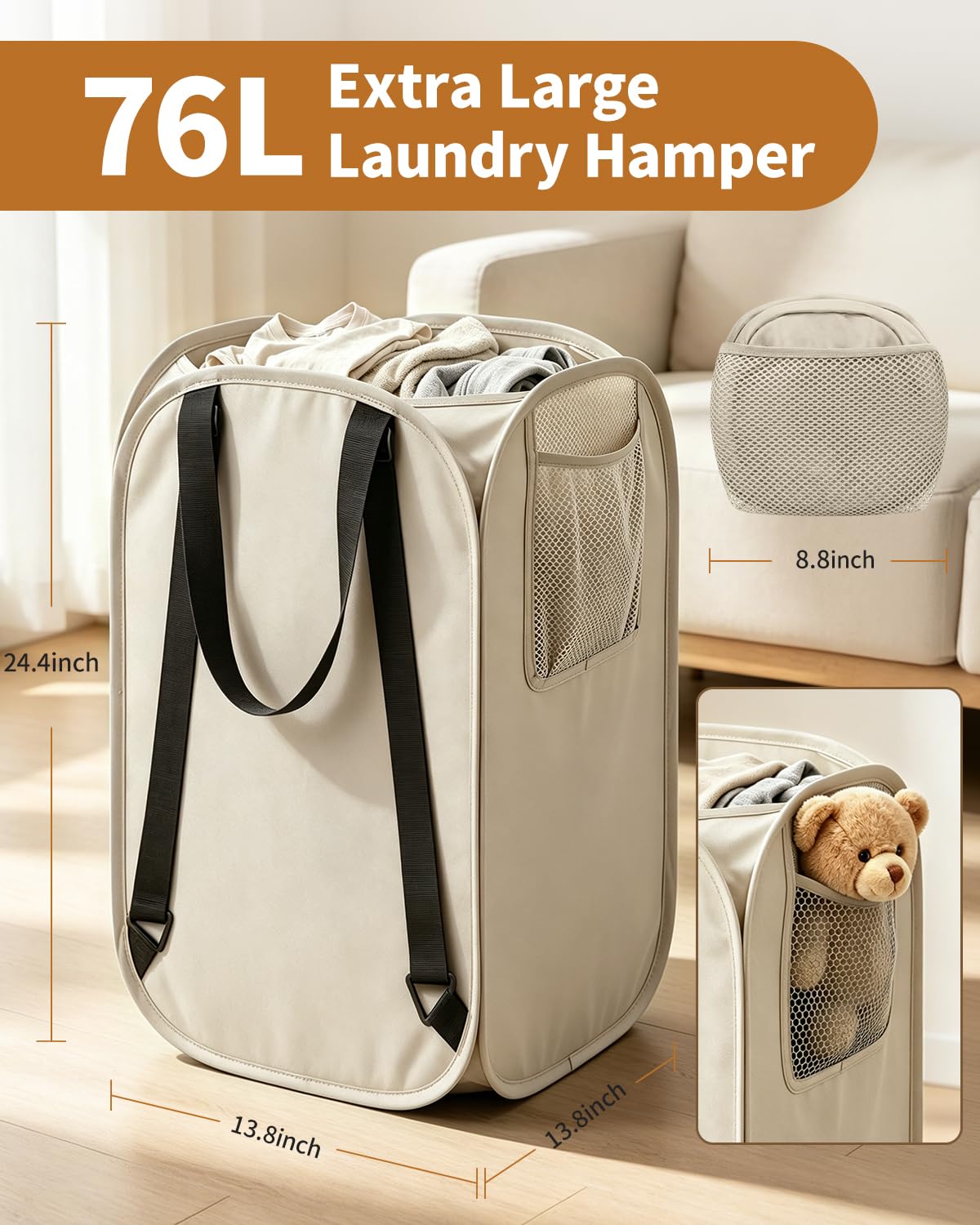 🎒 House Again 76L Laundry Backpack – Heavy-Duty Foldable Laundry Bag with Adjustable Shoulder Straps