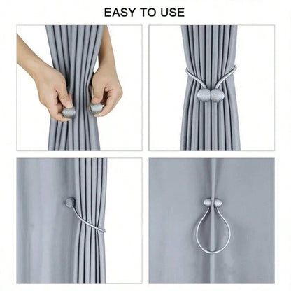 🧲 2-Pack Magnetic Curtain Tiebacks – No-Drill Curtain Holdbacks with Modern Earbud-Inspired Design
