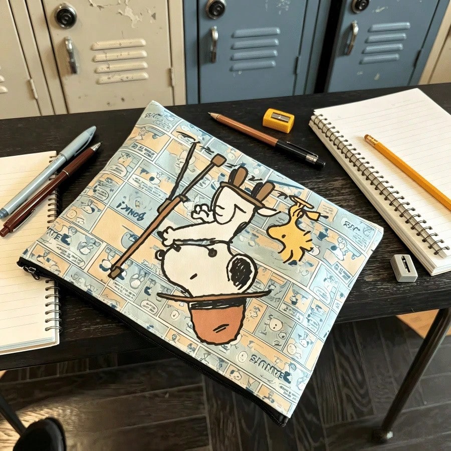 Peanut Snoopy Themed Zipper Pouch, Multi-Purpose Stationery & Cosmetics Storage Bag