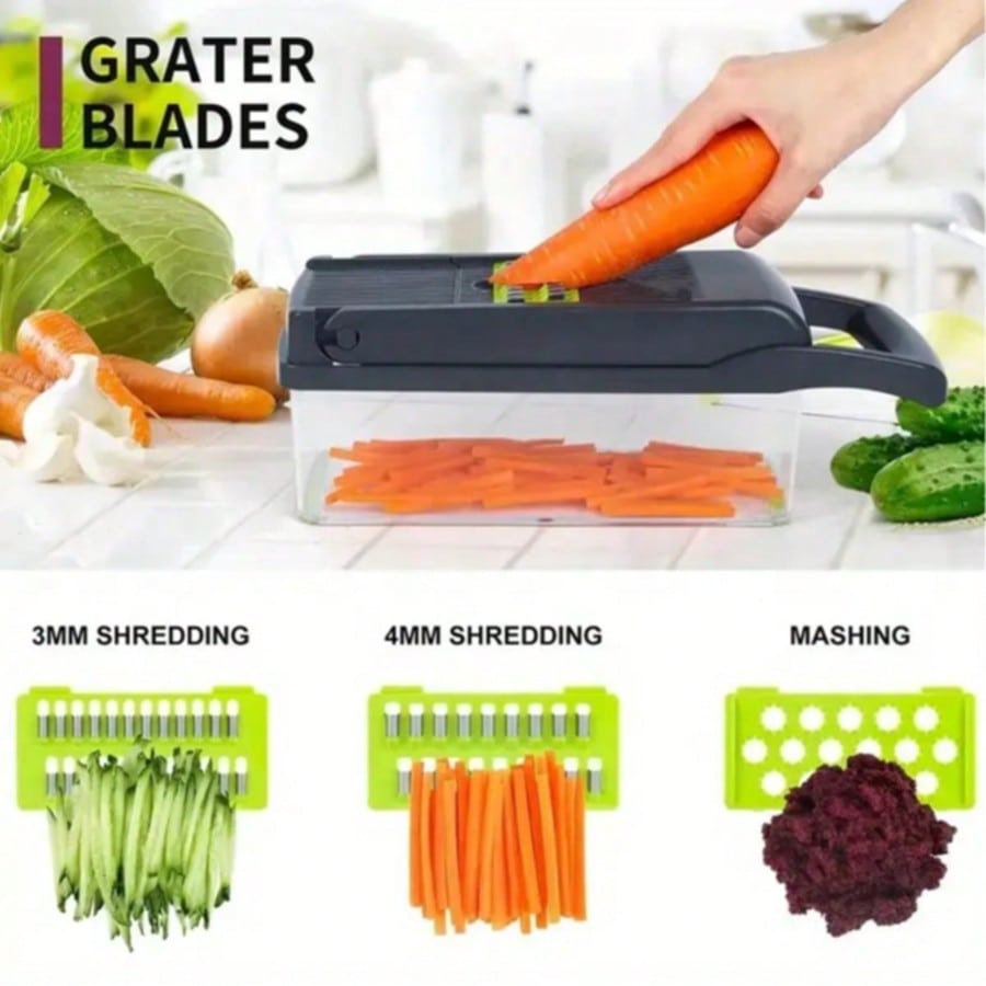 🔪 16-in-1 Vegetable Chopper – Multi-Functional Food Slicer & Dicer with 8 Blades