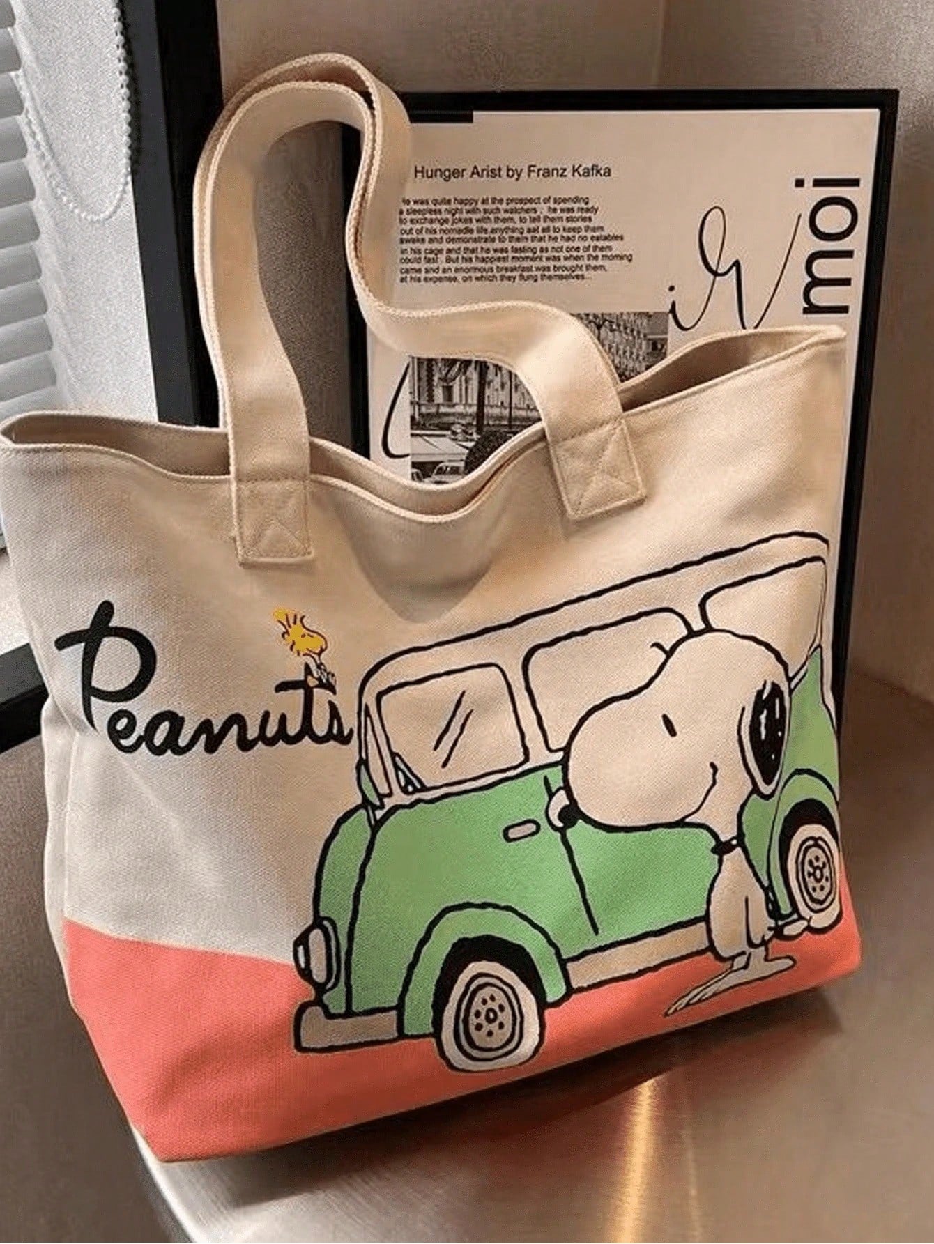 SNOOPY Large Capacity Canvas Tote Bag – Cute Peanuts Shoulder Bag for Work, Shopping & Everyday Use