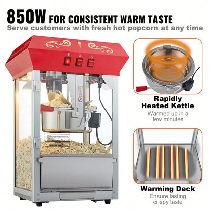 🍿 Commercial Popcorn Machine – 8oz Kettle Theater Style Popcorn Maker (48 Cups Per Batch)