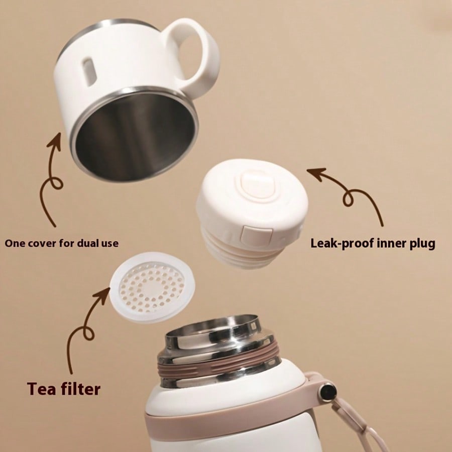 Stainless Steel Vacuum Flask – Double-Wall Insulated Water Bottle with Cup Lid