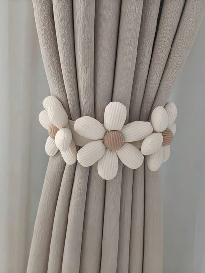 🌼 45cm Floral Curtain Tieback – Decorative Curtain Holdback Rope for Home Décor (1 Piece, White)