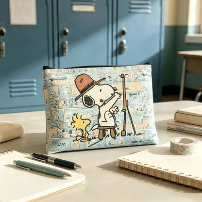Peanut Snoopy Themed Zipper Pouch, Multi-Purpose Stationery & Cosmetics Storage Bag