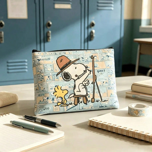 Peanut Snoopy Themed Zipper Pouch, Multi-Purpose Stationery & Cosmetics Storage Bag