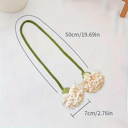 🌸 2-Piece Floral Curtain Tiebacks – Elegant Decorative Curtain Holdback Ropes with Green Cords