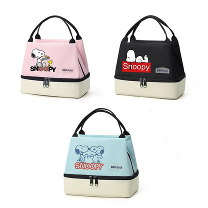 Snoopy Double-Layer Insulated Lunch Bag – Leak-Proof Large Capacity Lunch Tote with Handle