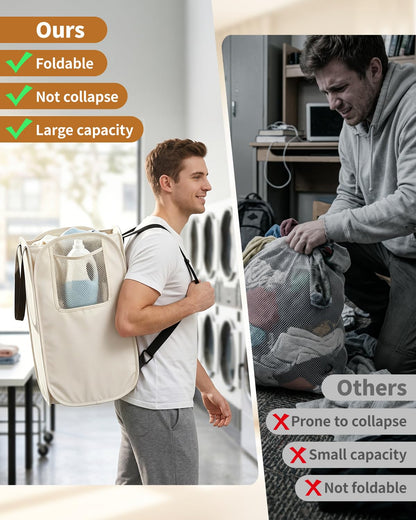 🎒 House Again 76L Laundry Backpack – Heavy-Duty Foldable Laundry Bag with Adjustable Shoulder Straps