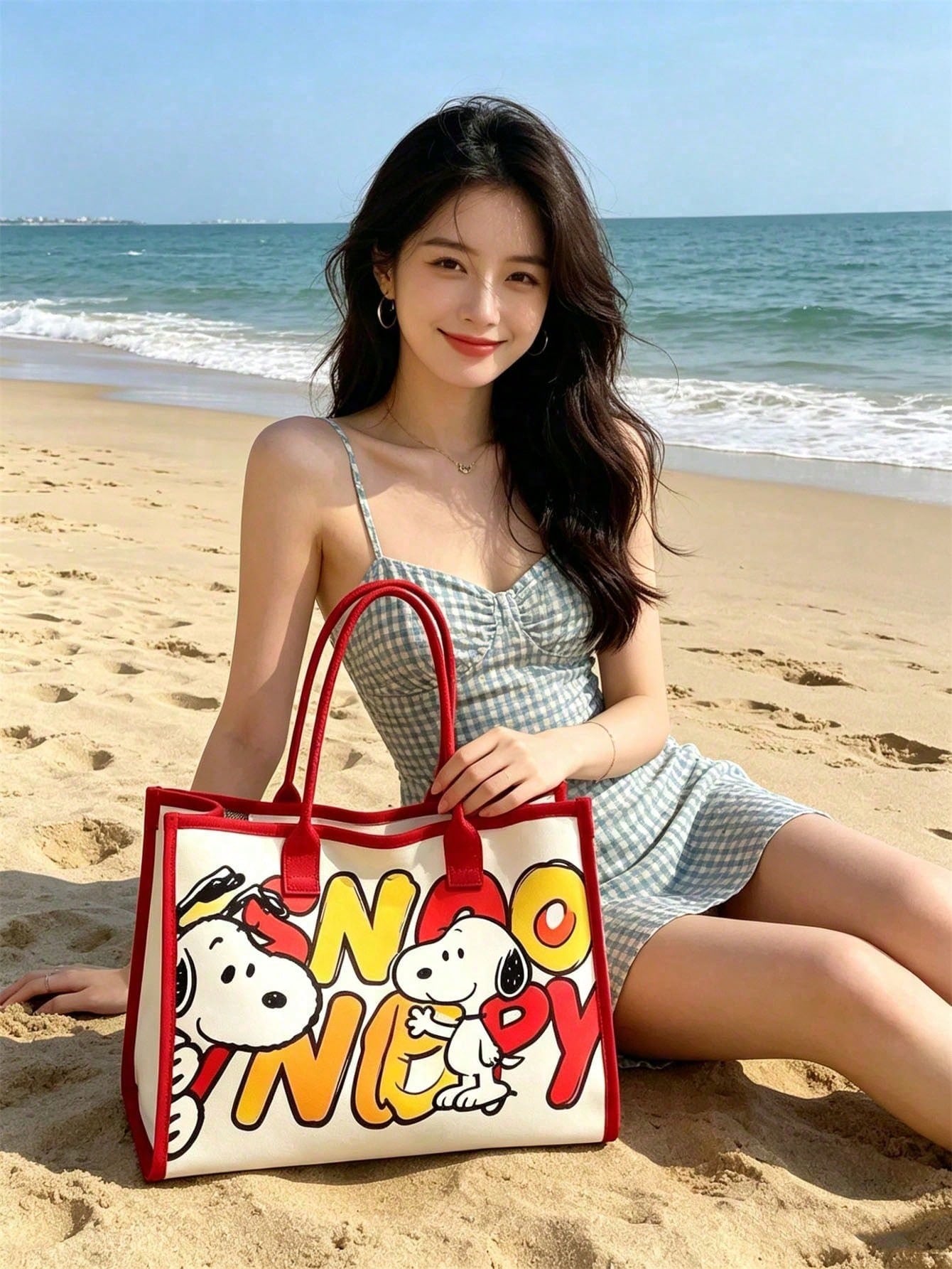 Peanuts Snoopy Canvas Crossbody Tote Bag – Adjustable Shoulder Handbag for Everyday Use