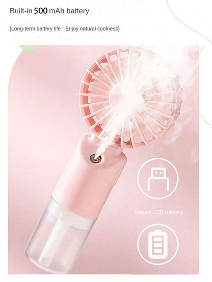 Mini Handheld Mist Fan – Portable Rechargeable Cooling Fan with Humidifying Spray