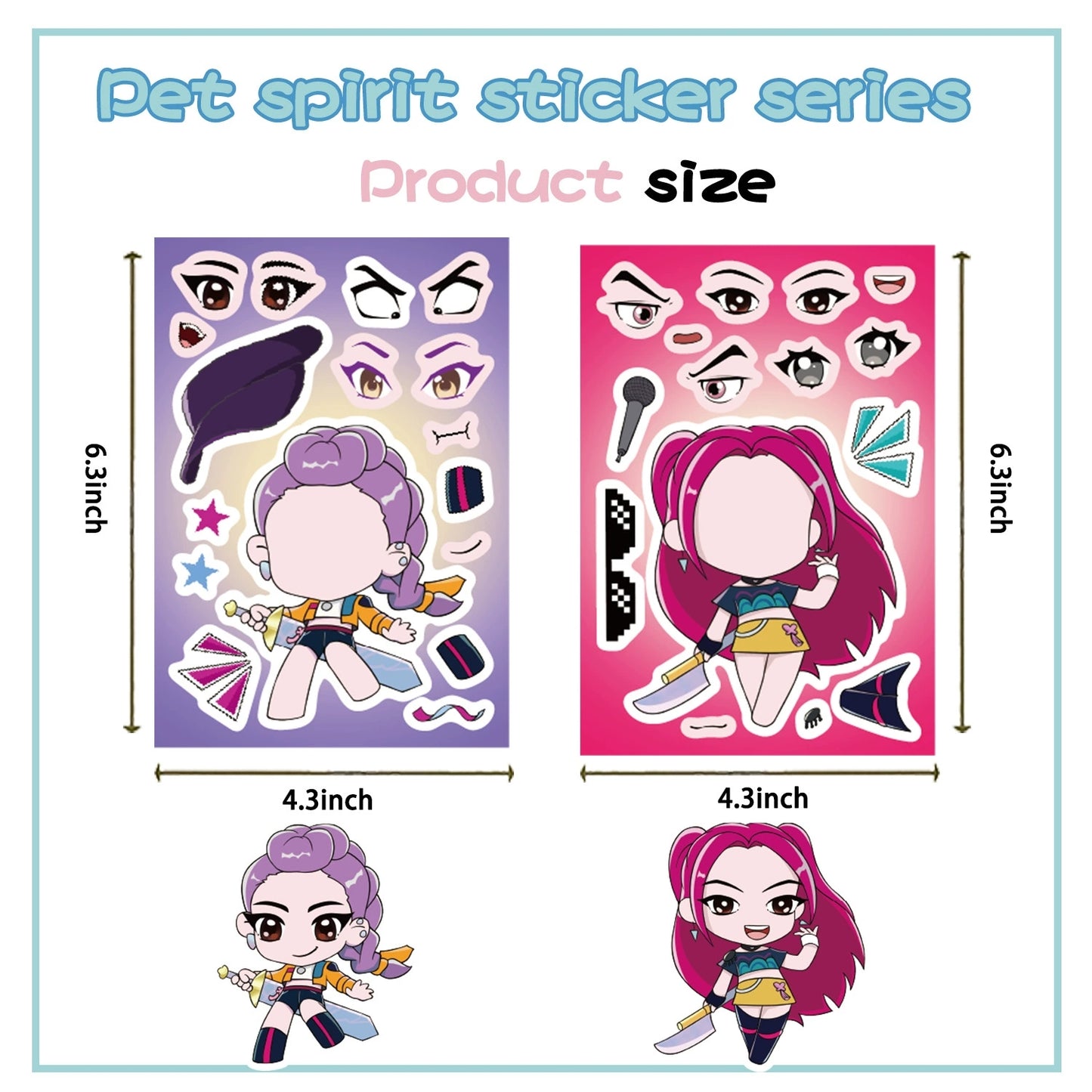 🎭 16PCS Make-a-Face Puzzle Stickers – Waterproof DIY K-POP Craft Sticker Set