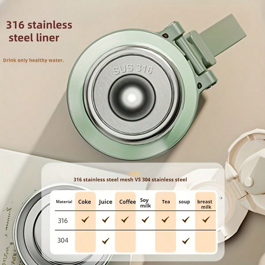 Stainless Steel Vacuum Flask – Double-Wall Insulated Water Bottle with Cup Lid