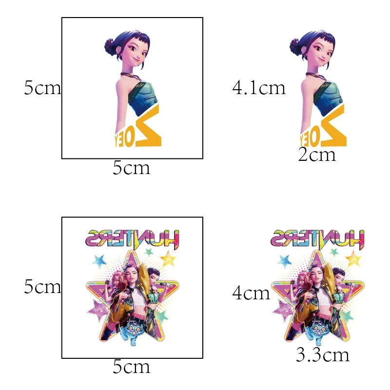 🎀 20PCS Cute Anime Temporary Tattoo Stickers – Waterproof Rumi Cartoon Body Art Set